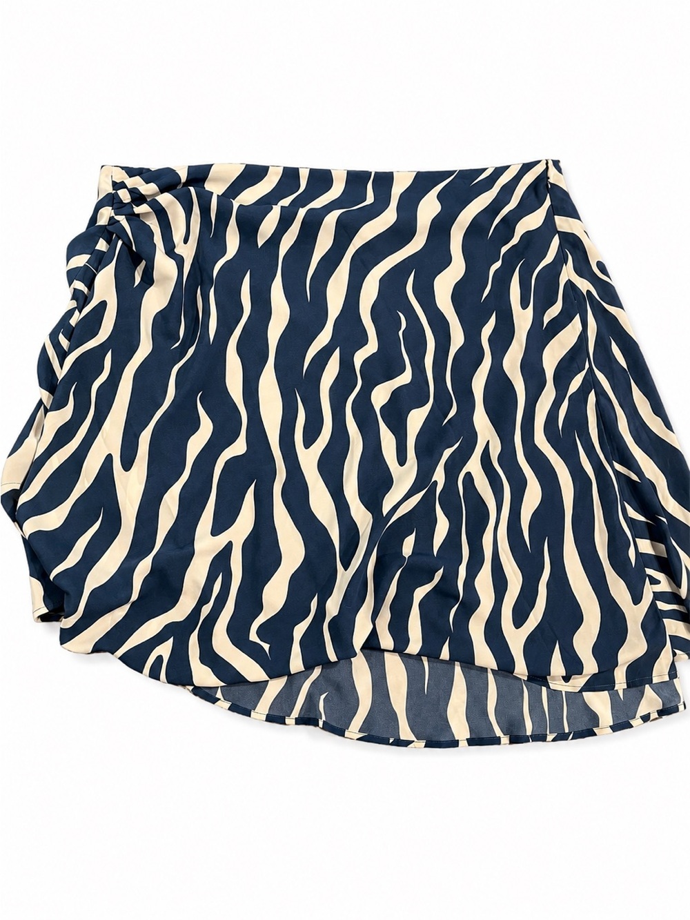 Abercrombie & Fitch XL Blue Cream Zebra Print Asymmetrical Side Zip Skirt